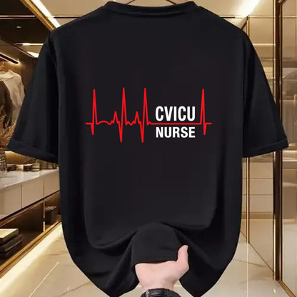 Funny Nurse Shirt, Nurse Unisex T-Shirt/Hoodie/Sweatshirt HLT00 - CVICU Nurse Cardiovascular ICU Nurse Heartbeat T-Shirt
