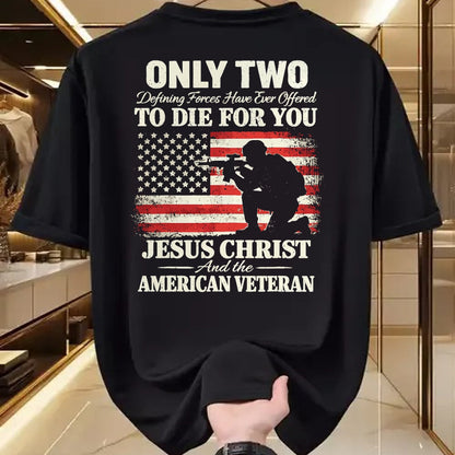 Proud Veteran Shirt, Funny Veteran UnisexT-Shirt/Hoodie/Sweatshirt HLT00 - Two Died for You Christian Veteran Patriotic Design T-Shirt