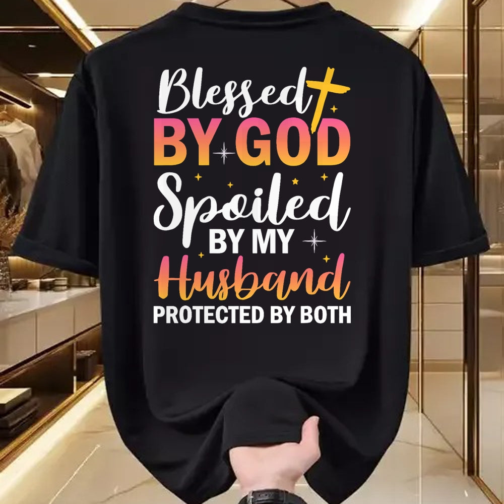 Best Wife Shirt, Wife and Husband Unisex T-Shirt/Hoodie/Sweatshirt HLT00 - Gift for wife T shirt, spoiled wife   Christian Wife Jesus Blessed By God Spoiled By My Husband T-Sh (1)