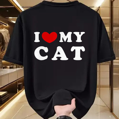 Cat Love Shirt, Funny Cat Lover Gift UnisexT-Shirt/Hoodie/Sweatshirt HLT00 - I Love My Cat, I Heart My Cat T-Shirt, Men, Dark Heather Grey, Large