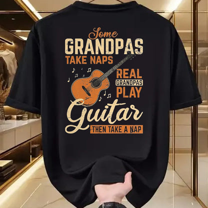 Guitar Lover Shirt, Funny Guitar UnisexT-Shirt/Hoodie/Sweatshirt HLT00 - Real Grandpas Play Guitar Then Take Nap Funny Guitarist T-Shirt, Men, Black, 3X-Large