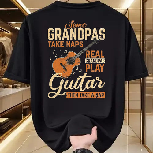 Guitar Lover Shirt, Funny Guitar UnisexT-Shirt/Hoodie/Sweatshirt HLT00 - Real Grandpas Play Guitar Then Take Nap Funny Guitarist T-Shirt, Men, Black, 3X-Large
