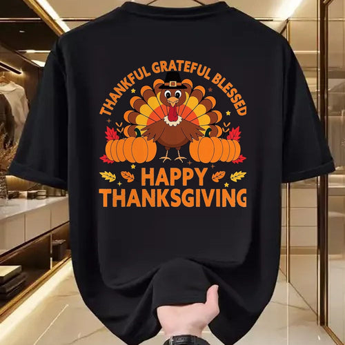 Best Thanksgiving Family Shirt , Funny Thanksgiving UnisexT-Shirt/Hoodie/Sweatshirt HLT00 - Thankful Grateful Blessed Turkey, Happy Thanksgiving T-Shirt, Men, Black, 3X-Large