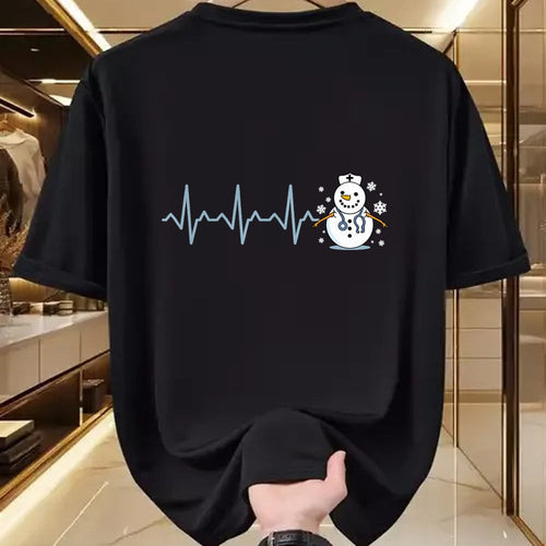 Funny Nurse Shirt, Nurse Unisex T-Shirt/Hoodie/Sweatshirt HLT00 - Heartbeat Nurse Snowman Nurse Christmas T-Shirt