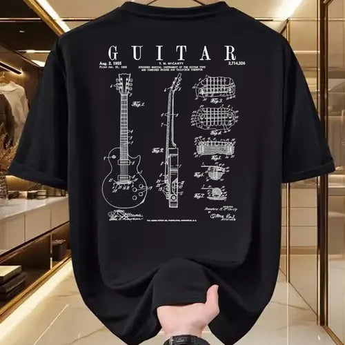 Guitar Lover Shirt, Funny Guitar UnisexT-Shirt/Hoodie/Sweatshirt HLT00 - Electric Guitar Vintage Patent Guitarist Drawing Print T-Shirt