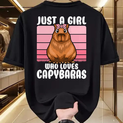 Cute Capybara Shirt, Funny Capybara Unisex T-Shirt/Hoodie/Sweatshirt HLT00 - Just A Girl Who Loves Capybaras Cute Girls Kids T-Shirt