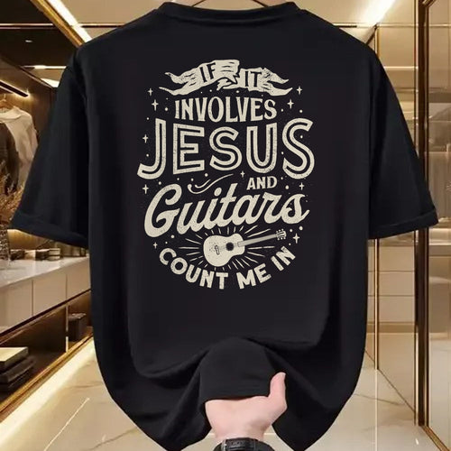 Guitar Lover Shirt, Funny Guitar UnisexT-Shirt/Hoodie/Sweatshirt HLT00 - If It Involves Jesus and Guitars Guitarist Christian Music T-Shirt