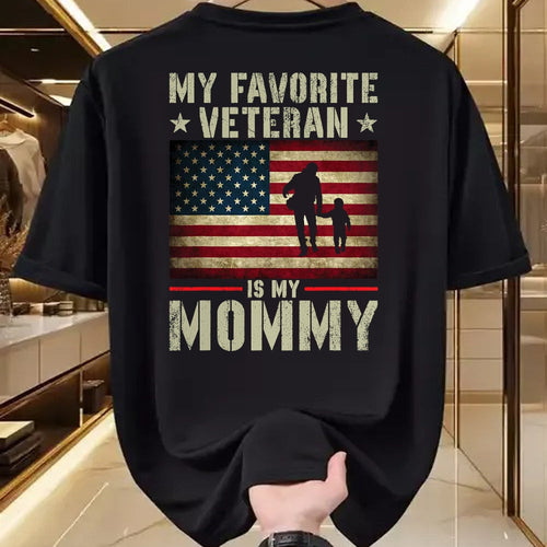 Proud Veteran Shirt, Funny Veteran UnisexT-Shirt/Hoodie/Sweatshirt HLT00 - My Favorite Veteran is My Mommy American Flag Veteran Day Women Kids Men T-Shirt