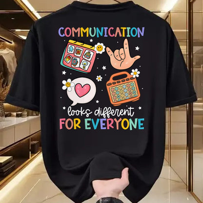 Best Teacher Shirt, Funny Teacher UnisexT-Shirt/Hoodie/Sweatshirt HLT00 - Communication Looks Different for Everyone SPED Teacher ASD T-Shirt