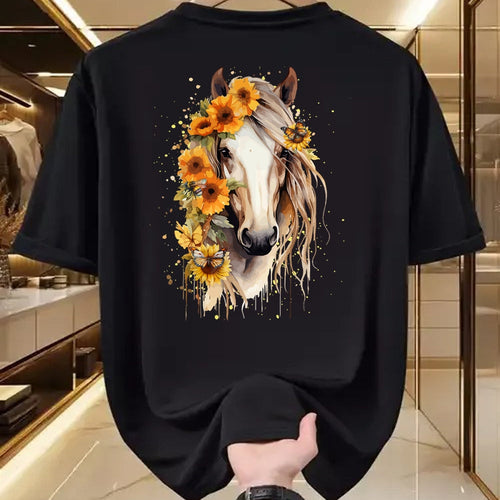 Best Horse Lover Shirt , Funny Horse UnisexT-Shirt/Hoodie/Sweatshirt HLT00 - Sunflower Horse Portrait CowGirl Equestrian Horseback Riding T-Shirt