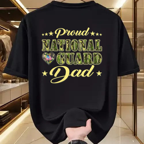 Gift for Dad Shirt, Funny Dad Unisex T-Shirt/Hoodie/Sweatshirt HLT00 – Proud National Guard Dad Dog Tags Heart Military Father Gift T-Shirt