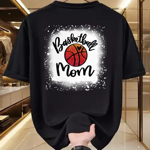 Gift for Mom Shirt, Funny Mom Unisex T-Shirt/Hoodie/Sweatshirt HLT00 - Leopard Bleached Basketball Mom Game Day Gift T-Shirt