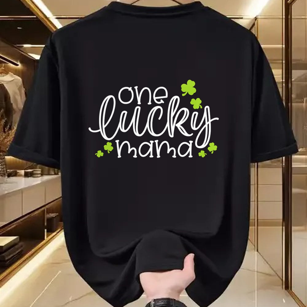 Gift for Mom Shirt, Funny Mom Unisex T-Shirt/Hoodie/Sweatshirt HLT00 - One Lucky Mama Mother Mom St. Patrick's Day Long Sleeve T-Shirt