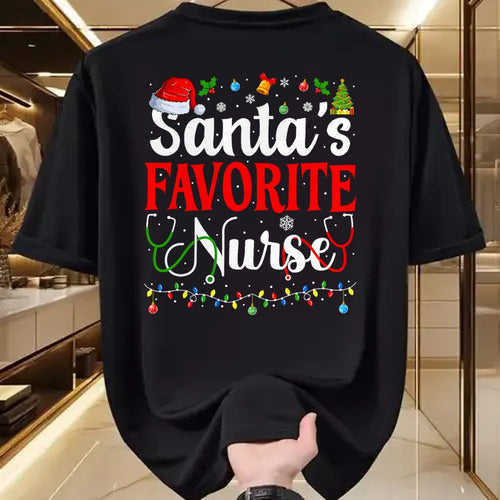 Funny Nurse Shirt, Nurse Unisex T-Shirt/Hoodie/Sweatshirt HLT00 - Santa's Favorite Nurse Christmas Nursing Christmas Nurse T-Shirt