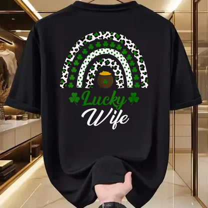 Best Wife Shirt, Wife and Husband Unisex T-Shirt/Hoodie/Sweatshirt HLT00 - Gift for wife T shirt, lucky wife   Womens Lucky Wife Rainbow St Patricks Day Lucky Wife V-Neck T-Sh