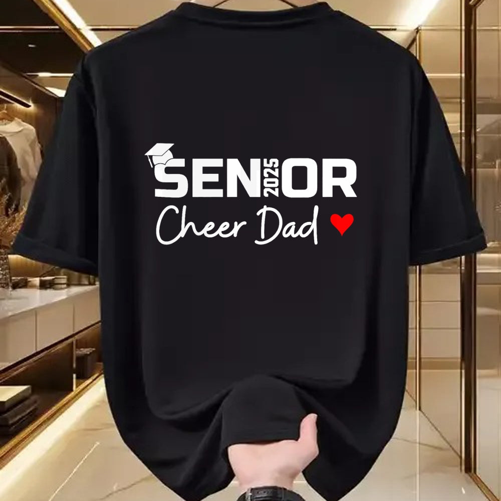 Gift for Dad Shirt, Funny Dad Unisex T-Shirt/Hoodie/Sweatshirt HLT00 – Proud Cheer Dad Of A Class Of 2025 Senior Graduate Red Heart T-Shirt