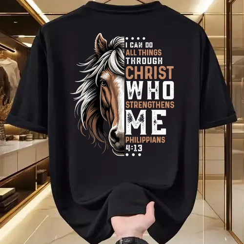 Best Horse Lover Shirt , Funny Horse UnisexT-Shirt/Hoodie/Sweatshirt HLT00 - I Can Do All Things Through Christ Horse Inspirational T-Shirt