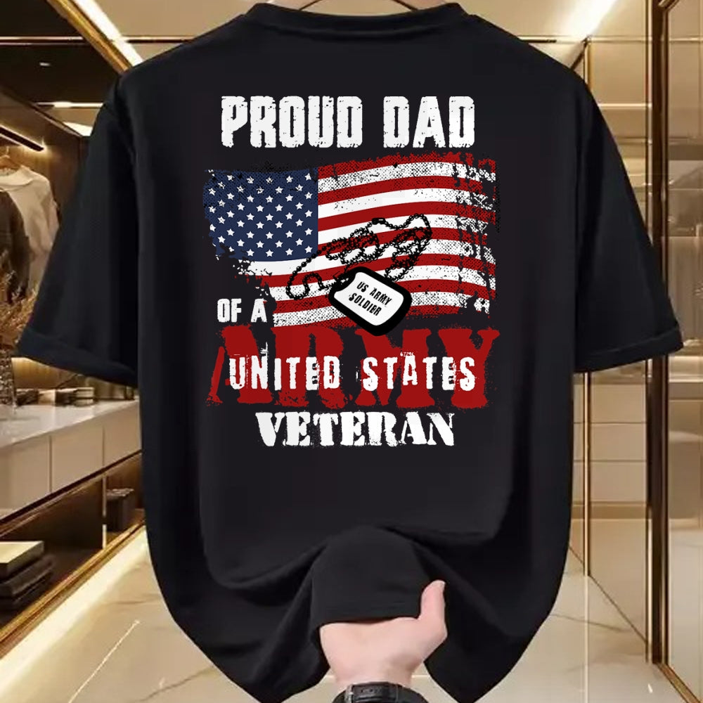 Gift for Dad Shirt, Funny Dad Unisex T-Shirt/Hoodie/Sweatshirt HLT00 – Proud Dad Of A Army Veteran American Flag Father Military T-Shirt