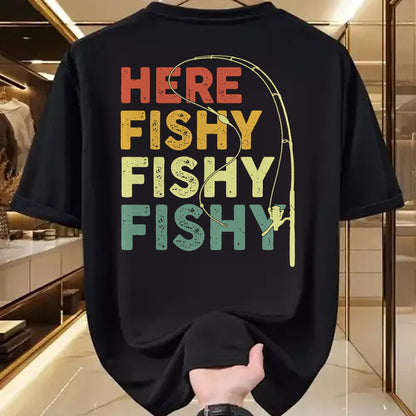 Funny Fishing Shirt, Gift For Fishing Lover Unisex T-Shirt/Hoodie/Sweatshirt HLT00 - Fishing Here-Fishy Bass Fish Dad Funny T-Shirt