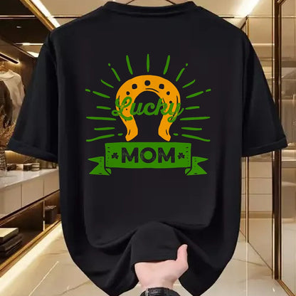 Gift for Mom Shirt, Funny Mom Unisex T-Shirt/Hoodie/Sweatshirt HLT00 - Lucky Mom St. Patricks Day Saint Paddy Horseshoe Shamrock T-Shirt