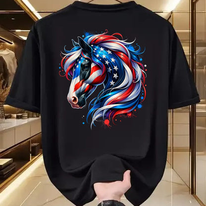 Best Horse Lover Shirt , Funny Horse UnisexT-Shirt/Hoodie/Sweatshirt HLT00 - Horse 4th of July Patriotic Horse Graphic American Flag T-Shirt