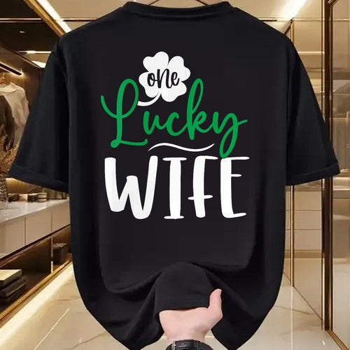 Best Wife Shirt, Wife and Husband Unisex T-Shirt/Hoodie/Sweatshirt HLT00 - Gift for wife T shirt, lucky wife   Womens Happy Saint Patricks Day Irish Shamrock One Lucky Wife V-