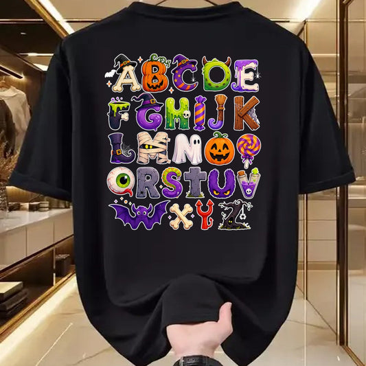 Best Teacher Shirt, Funny Teacher UnisexT-Shirt/Hoodie/Sweatshirt HLT00 - ABCs Learning Kindergarten Teacher Funny Halloween Alphabet T-Shirt