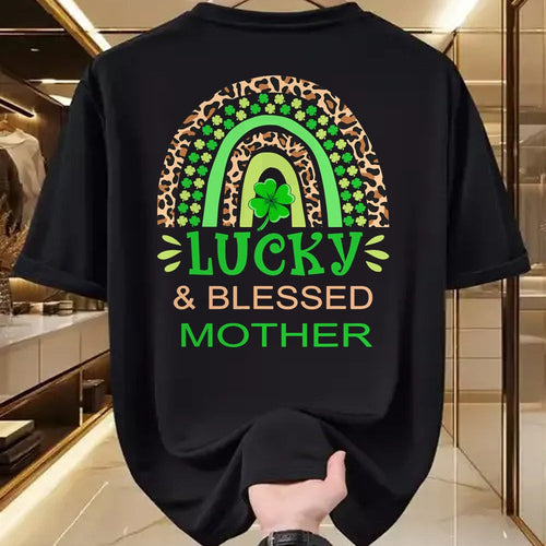 Gift for Mom Shirt, Funny Mom Unisex T-Shirt/Hoodie/Sweatshirt HLT00 - One Lucky Mom St. Patricks Day Blessed Mother Mama T-Shirt