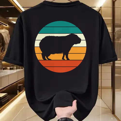 Cute Capybara Shirt, Funny Capybara Unisex T-Shirt/Hoodie/Sweatshirt HLT00 - Retro Rodent Funny Capybara Dont Be Worry Be Capy T-Shirt, Men, Black, 3X-Large