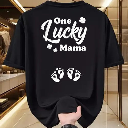Gift for Mom Shirt, Funny Mom Unisex T-Shirt/Hoodie/Sweatshirt HLT00 - Pregnancy Mom of Twins One Lucky Mama St Patrick_s Day T-Shirt