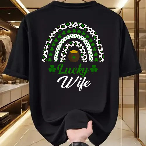 Best Wife Shirt, Wife and Husband Unisex T-Shirt/Hoodie/Sweatshirt HLT00 - Gift for wife T shirt, lucky wife   Lucky Wife Rainbow St Patricks Day Lucky Wife Long Sleeve T-Shir (1)