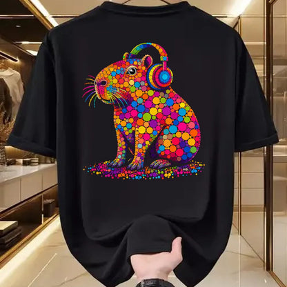 Cute Capybara Shirt, Funny Capybara Unisex T-Shirt/Hoodie/Sweatshirt HLT00 - Funny Capybara Dots Art Animal Lovers Students Boys Girls T-Shirt (3)