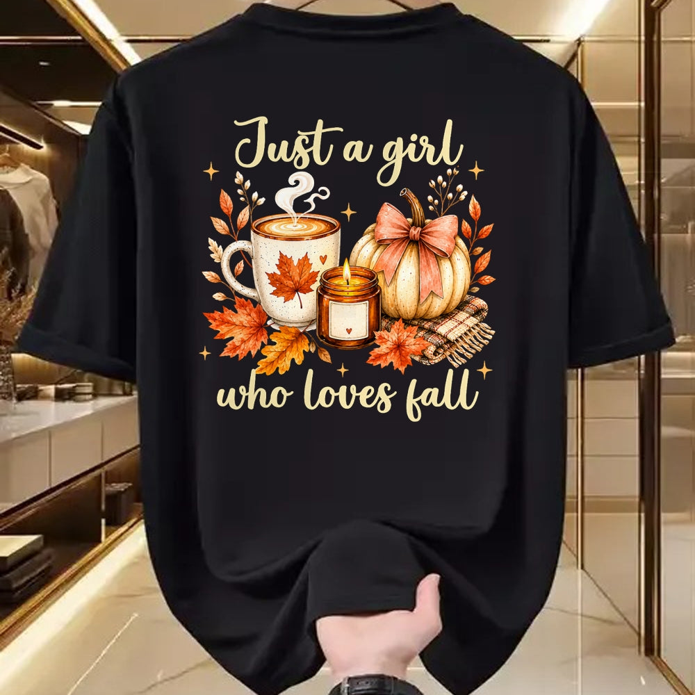 Best Thanksgiving Family Shirt , Funny Thanksgiving UnisexT-Shirt/Hoodie/Sweatshirt HLT00 - Just A Girl Who Loves Fall Pumpkin Autumn Leaves Women Girls T-Shirt