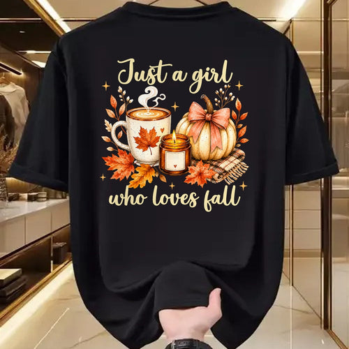 Best Thanksgiving Family Shirt , Funny Thanksgiving UnisexT-Shirt/Hoodie/Sweatshirt HLT00 - Just A Girl Who Loves Fall Pumpkin Autumn Leaves Women Girls T-Shirt