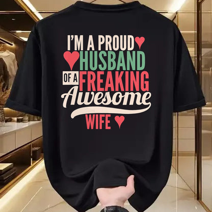 Best Wife Shirt, Wife and Husband Unisex T-Shirt/Hoodie/Sweatshirt HLT00 - Mens Proud Husband of a freaking awesome wife T-Shirt (1)