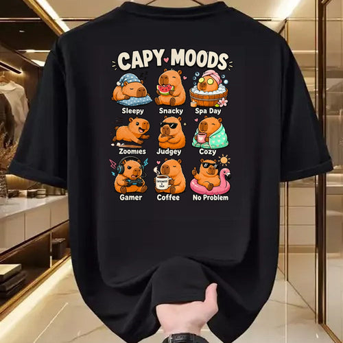 Cute Capybara Shirt, Funny Capybara Unisex T-Shirt/Hoodie/Sweatshirt HLT00 - Cute Capybara Moods Funny Animal Graphic Illustration T-Shirt