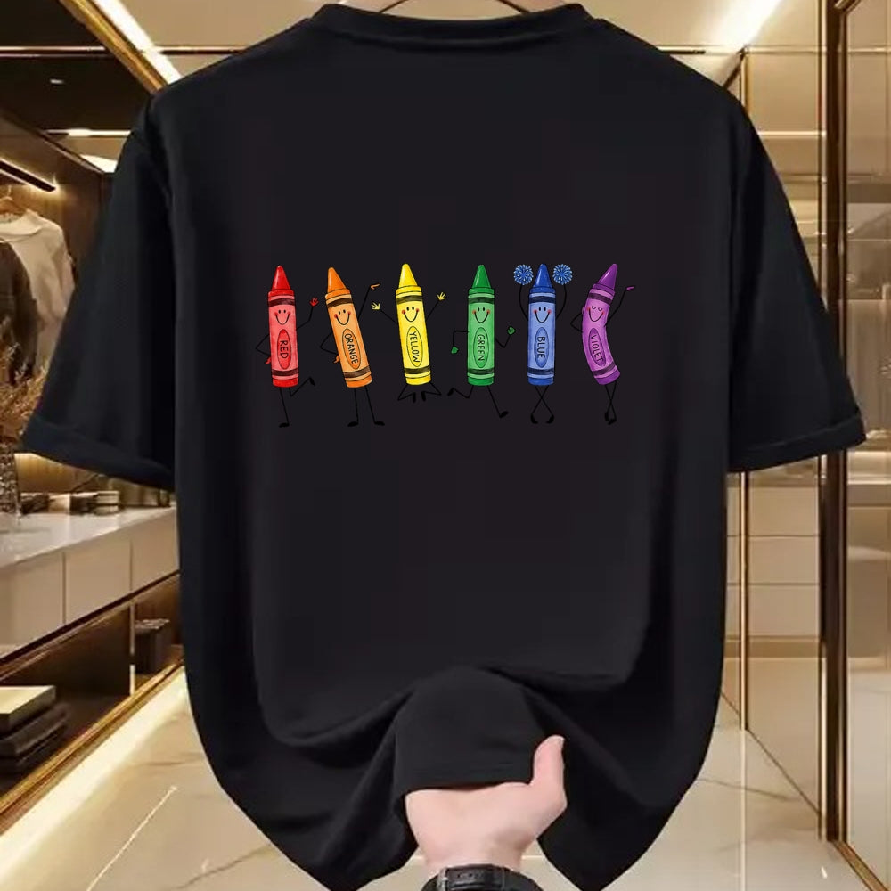 Best Teacher Shirt, Funny Teacher UnisexT-Shirt/Hoodie/Sweatshirt HLT00 - CCute Rainbow Crayons Preschool Teacher Back to School T-Shirt (1)
