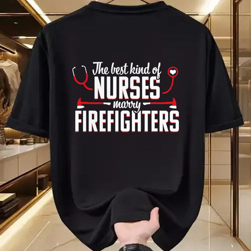 Funny Nurse Shirt, Nurse Unisex T-Shirt/Hoodie/Sweatshirt HLT00 - Nurse Life Fire Wife Funny Best Firefighter Nursing T-Shirt