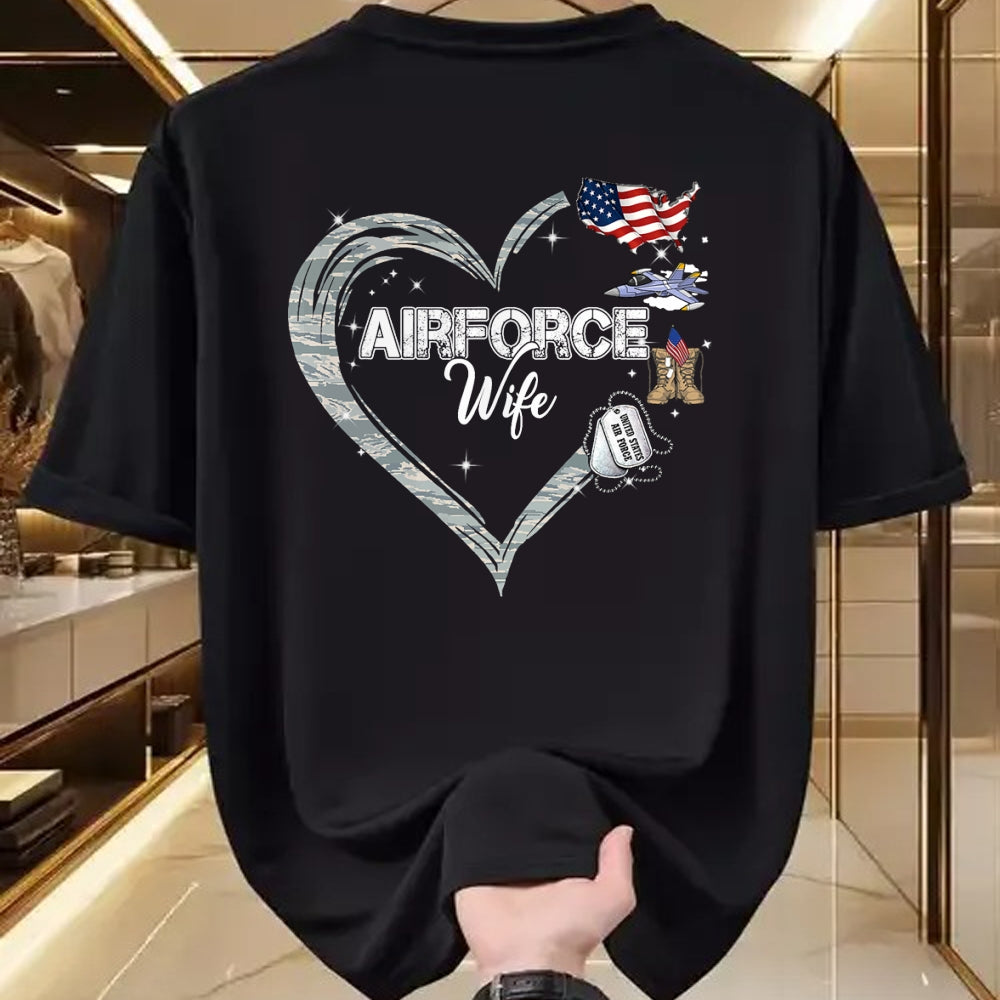 Best Wife Shirt, Wife and Husband Unisex T-Shirt/Hoodie/Sweatshirt HLT00 - Gift for wife T shirt, lucky wife   Proud Air Force Wife Air Force Graduation Wife USAF Wife T-Shirt