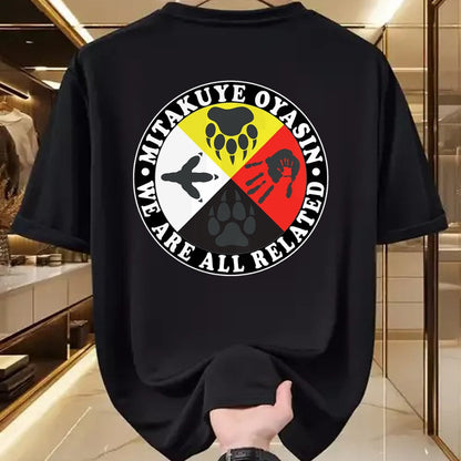 Native American T-Shirts, Vintage Native American Unisex T-Shirt/Hoodie/Sweatshirt HLT00 - Native American Medicine Wheel Mitakuye Oyasin