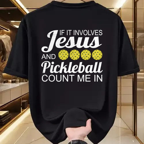 Funny Pickleball Shirt, Pickleball Lover Unisex T-Shirt/Hoodie/Sweatshirt HLT00 - Distressed Jesus Pickleball Player Worship Church Graphic T-Shirt