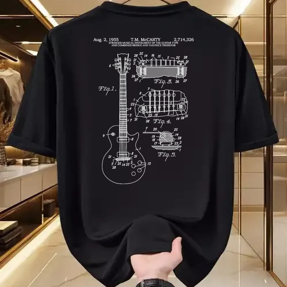 Guitar Lover Shirt, Funny Guitar UnisexT-Shirt/Hoodie/Sweatshirt HLT00 - Guitar Schematic Blueprint Vintage Rocker Band Guitar Player T-Shirt