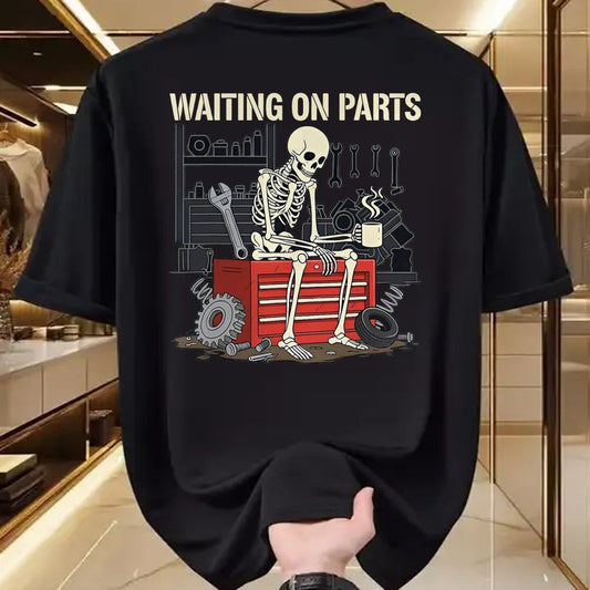Best Mechanic Life Shirt, Funny Mechanic UnisexT-Shirt/Hoodie/Sweatshirt HLT00 - Waiting On Parts Skeleton Garage Auto Mechanic Repair T-Shirt, Men, Black, Large