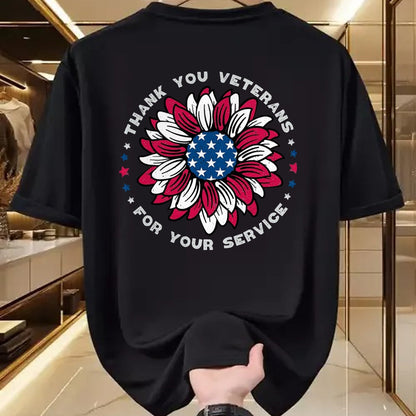 Proud Veteran Shirt, Funny Veteran UnisexT-Shirt/Hoodie/Sweatshirt HLT00 - Thank You Veterans Sunflower, Military Veterans Day Tribute T-Shirt, Men, Black, 3X-Large