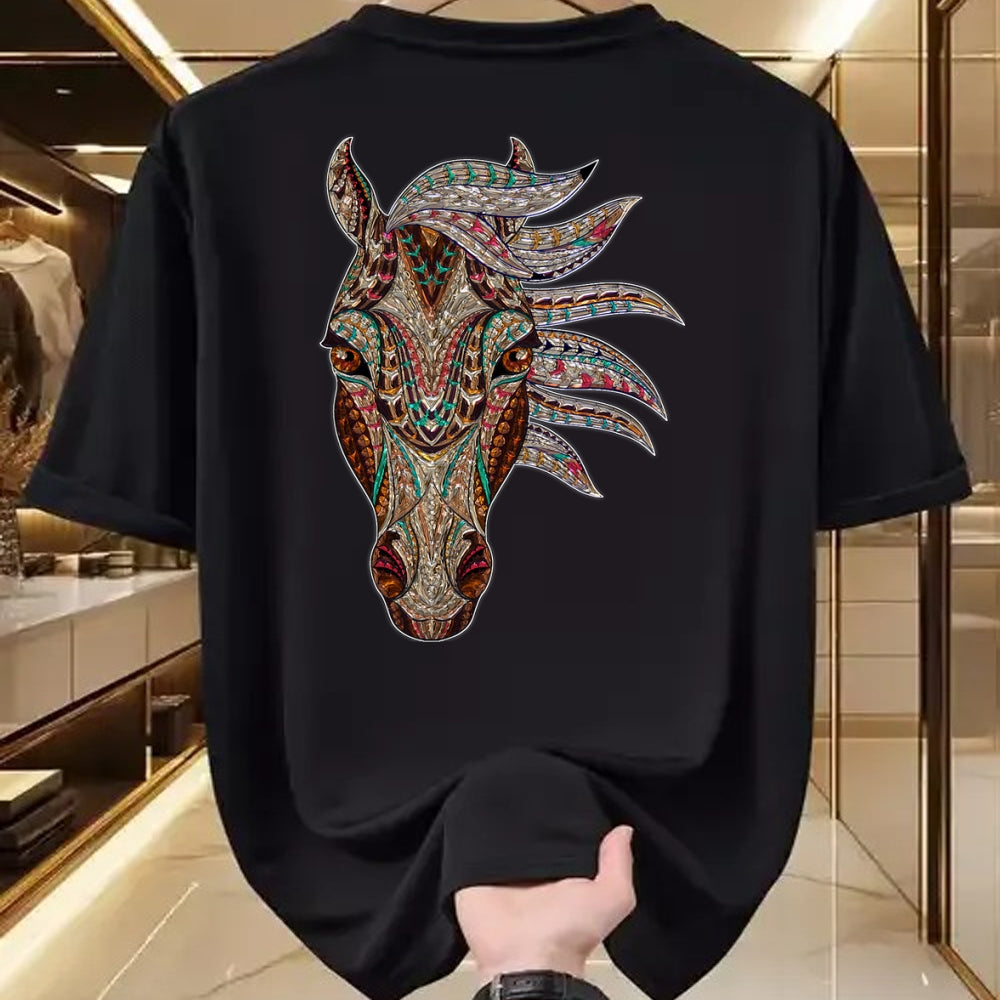 Native American T-Shirts, Vintage Native American Unisex T-Shirt/Hoodie/Sweatshirt HLT00 - Horse Tribal Abstract Art Native American Geometric Horse