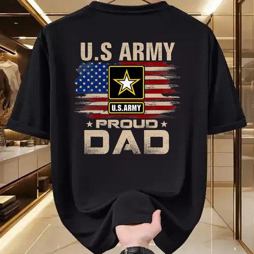 Gift for Dad Shirt, Funny Dad Unisex T-Shirt/Hoodie/Sweatshirt HLT00 – Vintage U.S Army Proud Dad With American Flag T-Shirt