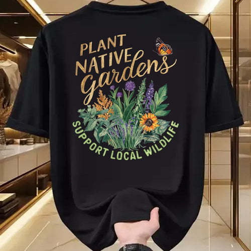Native American T-Shirts, Vintage Native American Unisex T-Shirt/Hoodie/Sweatshirt HLT00 - Retro Plant Native Gardens Support Local Wildlife Gardening