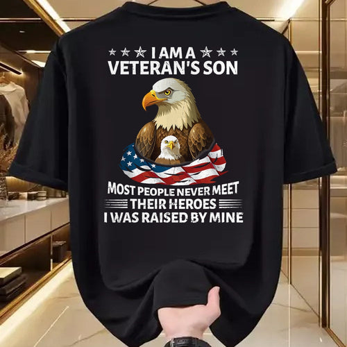 Proud Veteran Shirt, Funny Veteran UnisexT-Shirt/Hoodie/Sweatshirt HLT00 - Proud US Veteran Son I was Raised by My Hero Fathers Day T-Shirt