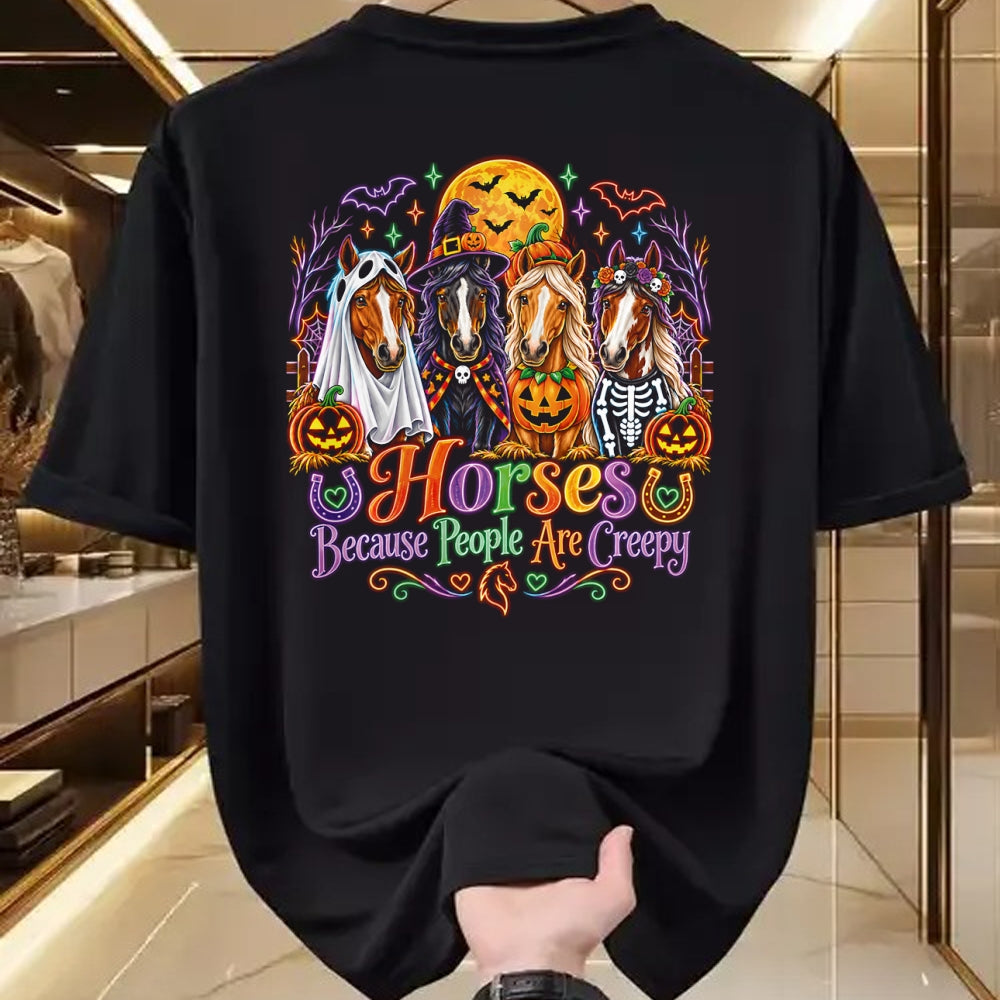 Best Horse Lover Shirt , Funny Horse UnisexT-Shirt/Hoodie/Sweatshirt HLT00 - Horses Because People are Creepy Funny Halloween Horse Lover Performance T-Shirt