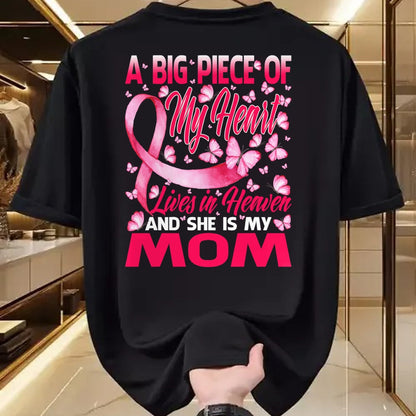 Gift for Mom Shirt, Funny Mom Unisex T-Shirt/Hoodie/Sweatshirt HLT00 - Mom In Heaven Butterfly Breast Cancer Awareness T-Shirt